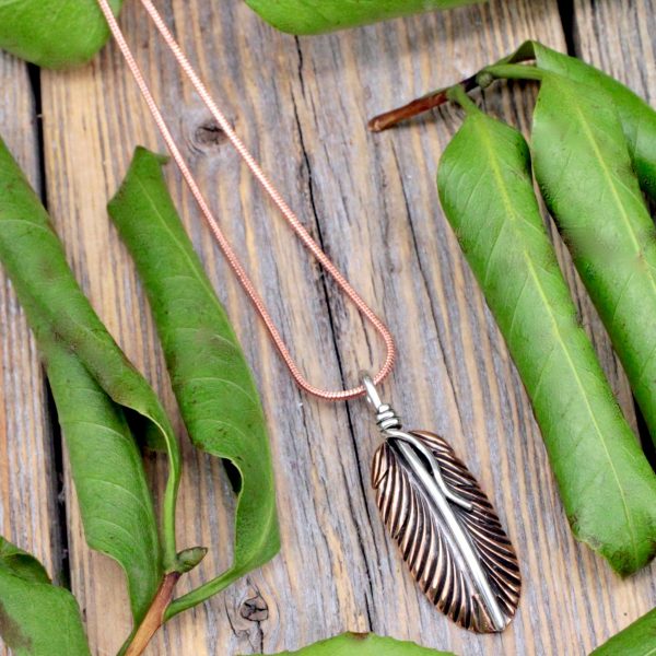 Mixed Metal Feather Pendant Sale - Image 2
